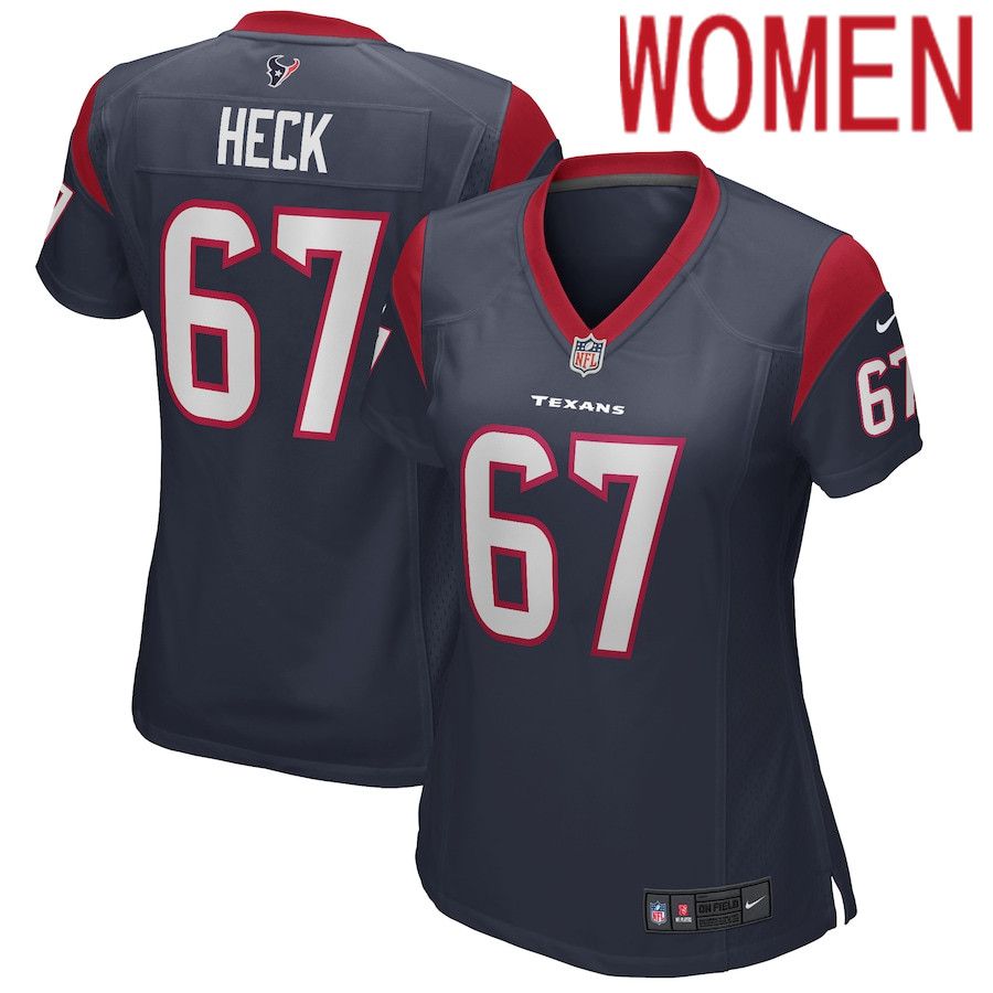 Women Houston Texans #67 Charlie Heck Nike Navy Game NFL Jersey->women nfl jersey->Women Jersey